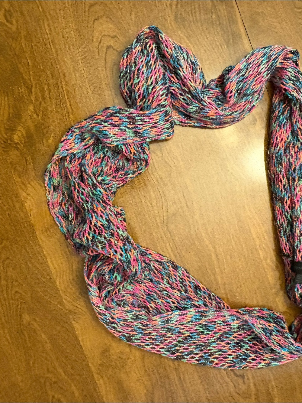 Steve Madden Multicolor Open-Knit Scarf in Pink, Blue, Purple & Green